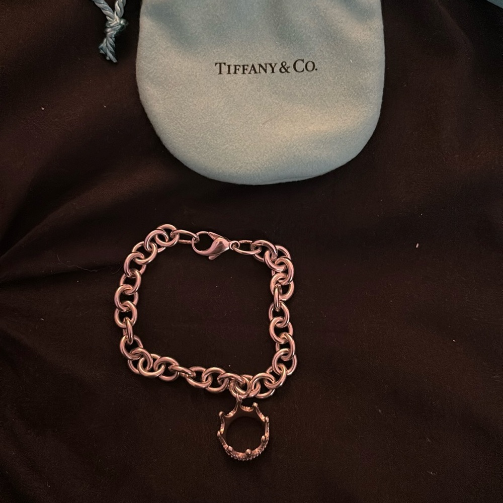 Authentic Tiffany and co bracelet with Tiffany crown charm